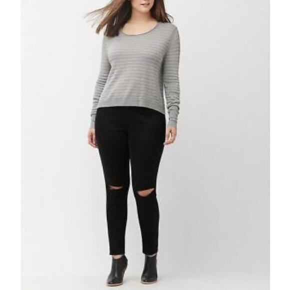 Lane Bryant Silver Gray Metallic Cropped Lightweight Ribbed sweater 22 24 new - Picture 1 of 12